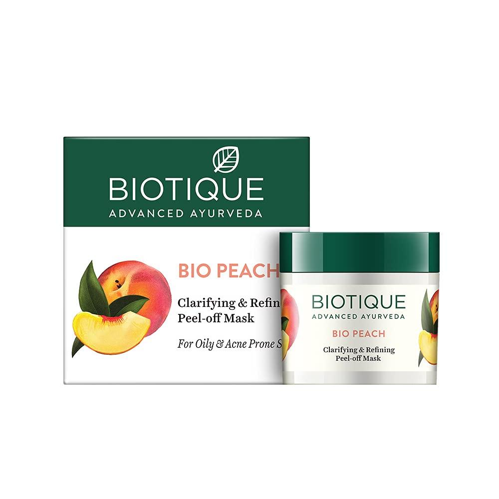 Biotique Bio Maseczka Peel Off z Brzoskwinią do Skóry Tłustej i Trądzikowej – Oczyszczająca i Wygładzająca – 50 ml Cruelty-Free