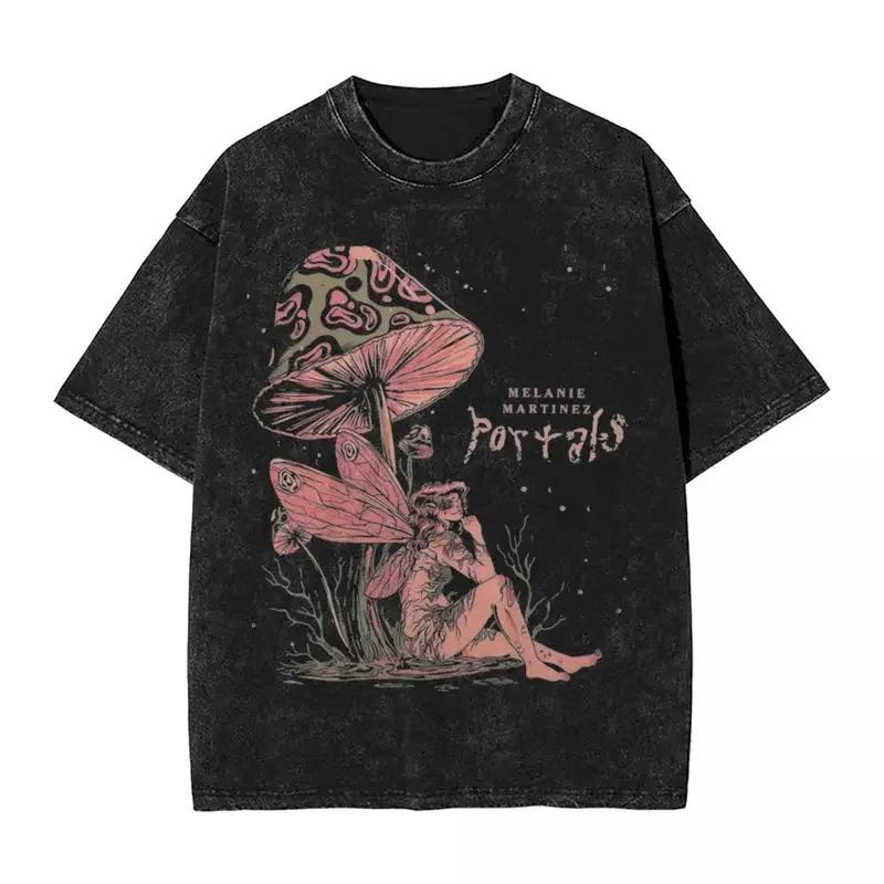 Gewaschenes T-Shirt Melanie Martinez Pilz Hip Hop Lässiges T-Shirt Harajuku Streetwear Baumwolle Grafik Oberteile T-Shirt für Männer Frauen