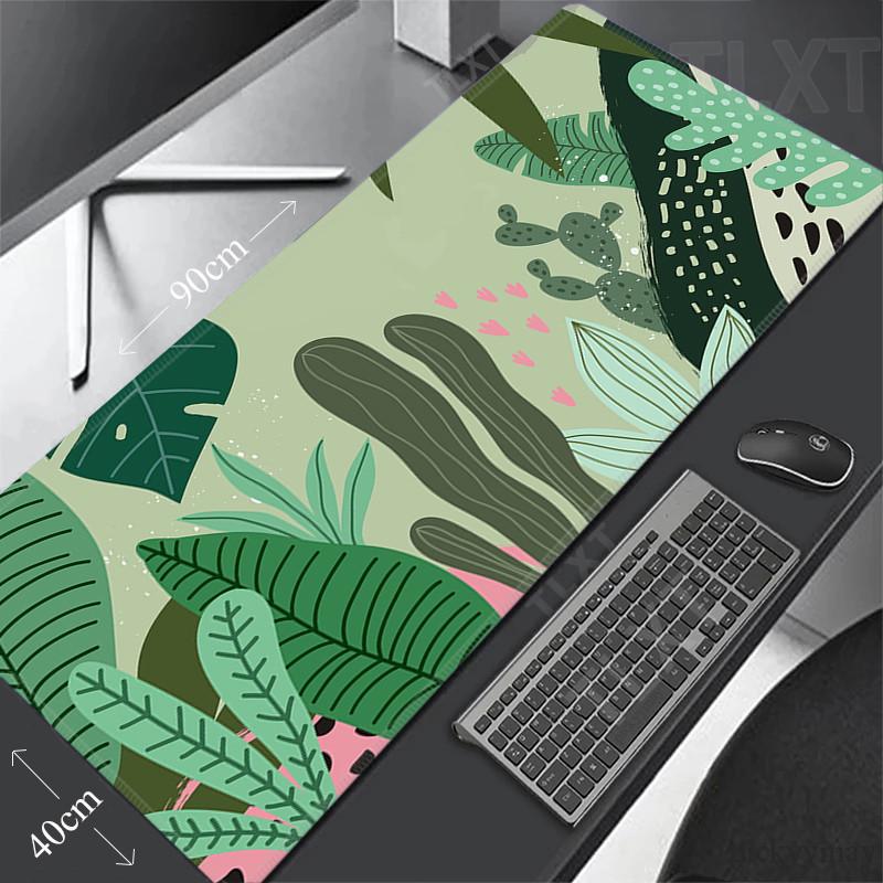 Tropical Plants Large Mouse Pad Green Leaves Gaming Mousepad Big Keyboard Rug Mouse Mats Rubber Desk Mat XXL Mousepads