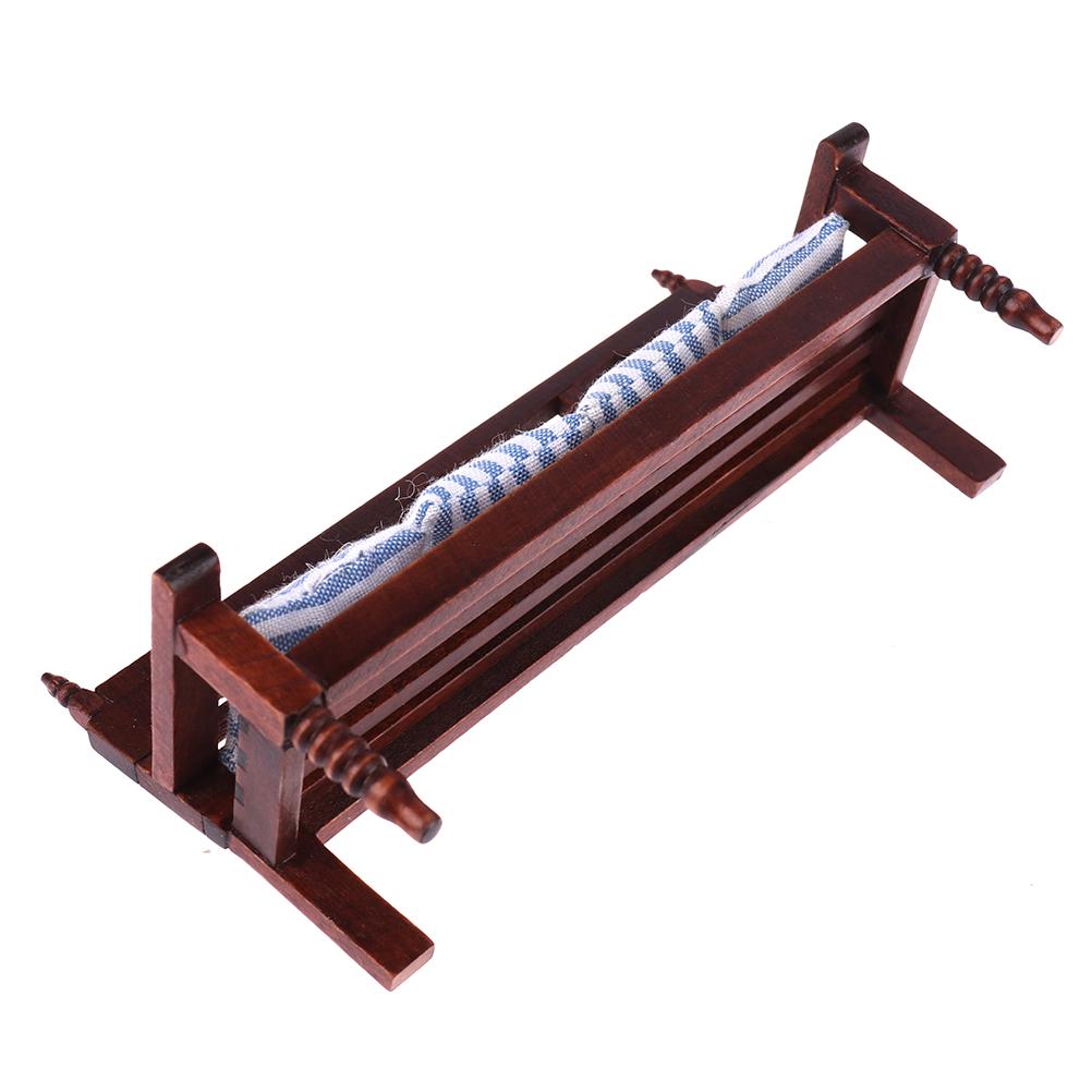 1:12 Miniature Furniture Doll House Wooden Sofa with 4 Pillows For Dolls Children Role Play Toy Dollhouse Miniature Furniture