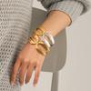 Women's open bangle, non-fading jewelry, niche design color-block bracelet, titanium steel wristwear