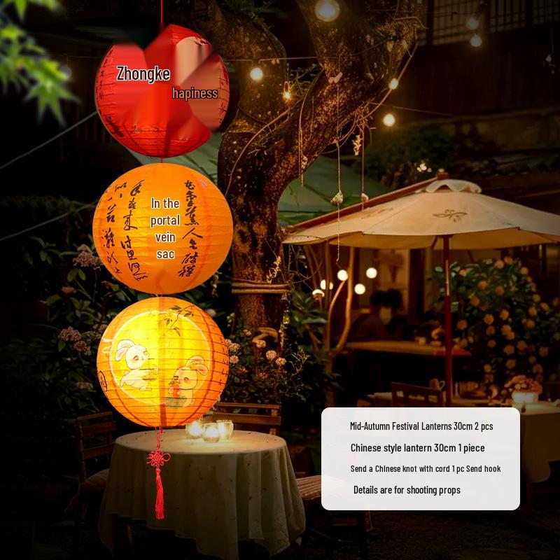 Mid-Autumn Festival Luminous Lantern String: Chinese-Style Decorative Hanging Lanterns for Festive Atmosphere