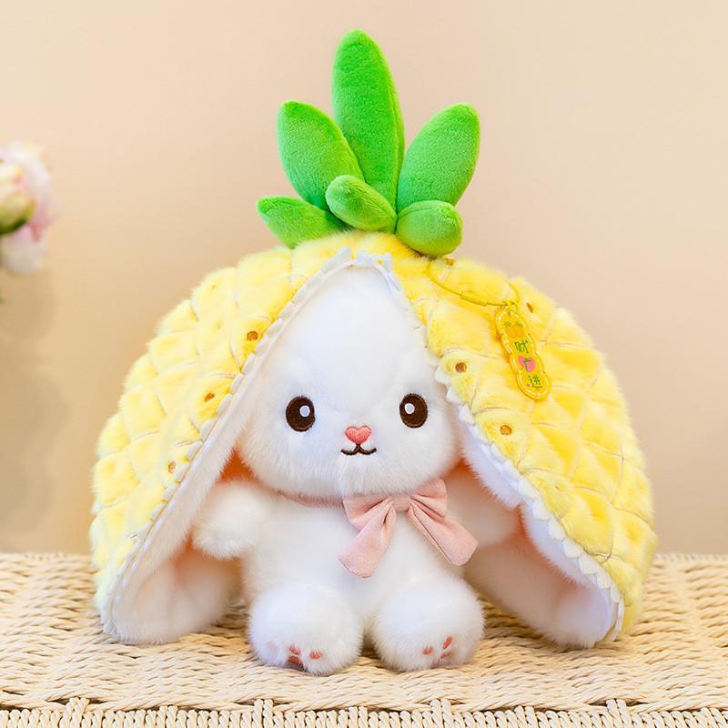 Transformable Fruit Bunny Plush Doll, Reversible Rabbit Stuffed Toy With Detachable Fruit Shell Kids Gift