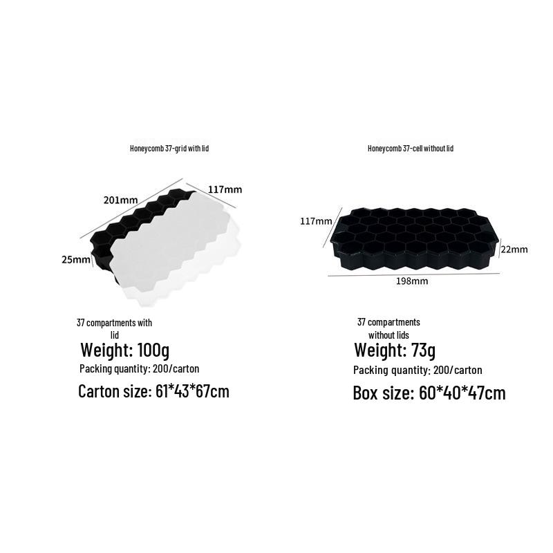 

Silicone Sphere & Large Square Ice Cube Tray with Lid for Quick-Freezing Whiskey at Home. 37-cell without lid