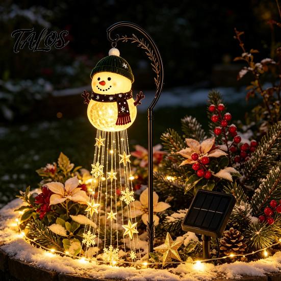 Dekorative Terrassenlichter mit Halo-Effekt Solar-Schneemann Wasserfontäne Gartenlicht, Leuchtende Hoflampe Magische Wasserdichte Statuen Effekt, Harz