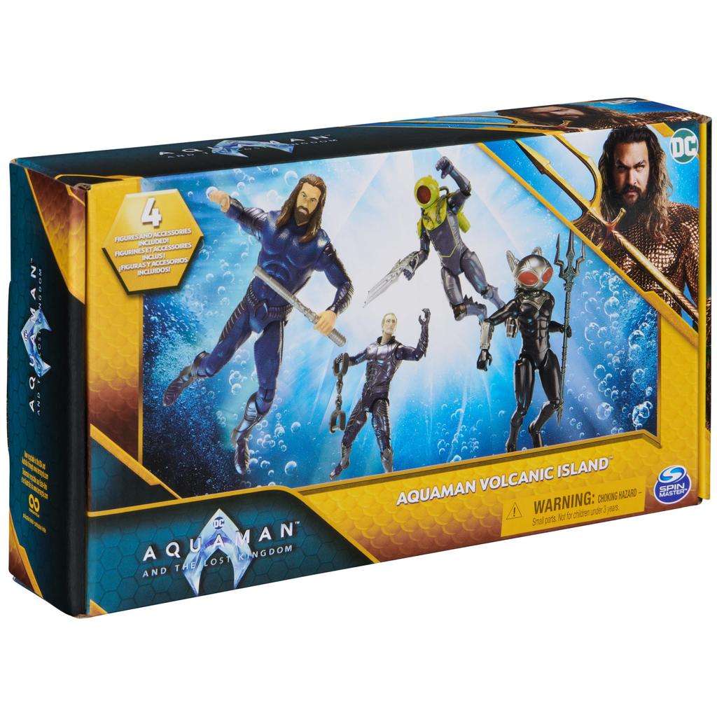 DC Comics Aquaman Volcano Island Pack (Amazon Exclusive) - 4 Collectible Action Figures with Accessories, Superhero Kids Toy for Ages 3+