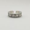 Adjustable Open Ring Men Women Vintage Floral Vine Design With Iris Motif Copper Electroplated Statement Jewelry