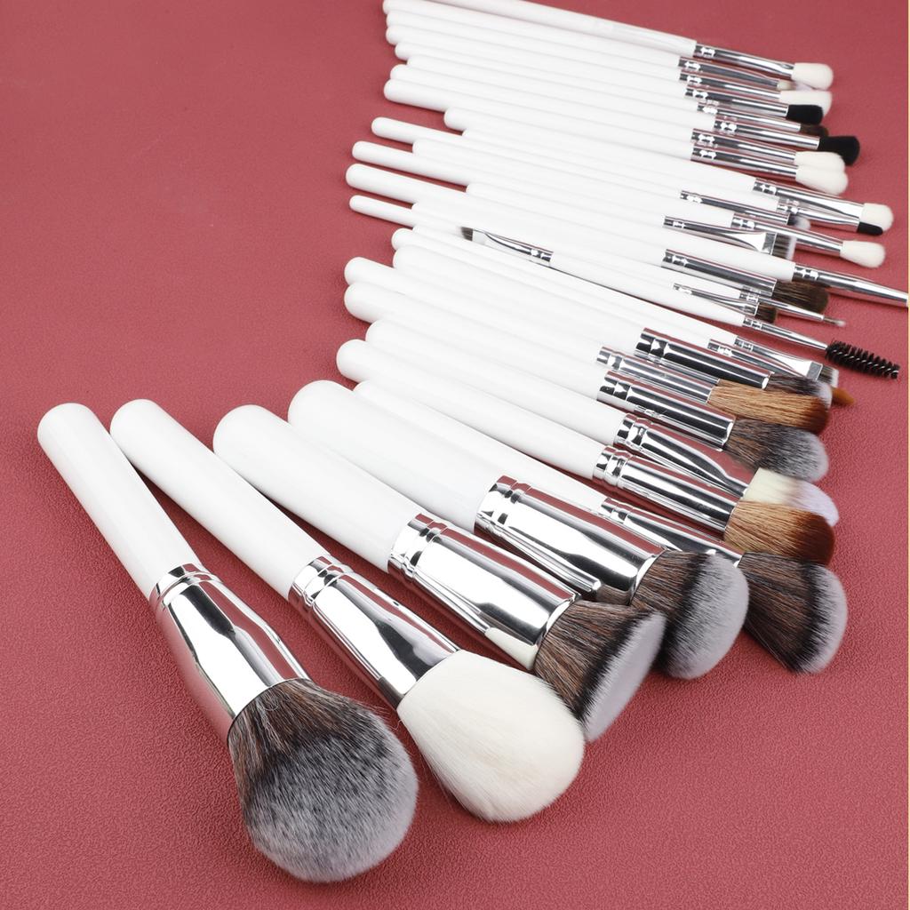 30 pcsMakeup Brush Sets Professional Artists Using Angled Eye Contour Blending Brushes High Quality White Brush Custom