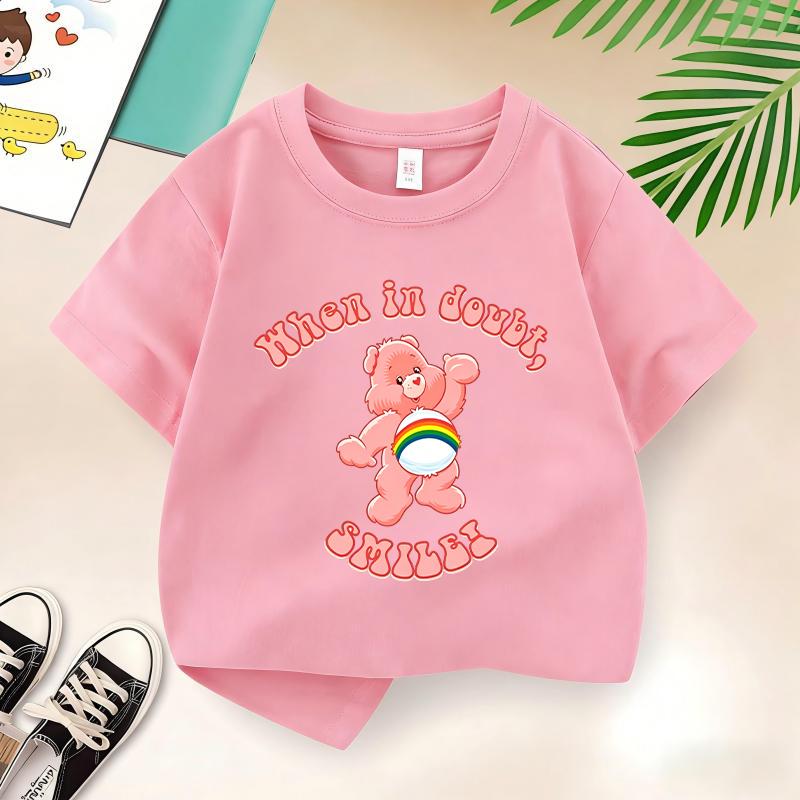 Bears Childrens Clothing Summer Pure Cotton Tshirts for Boys and Girls Fun Cartoon Style Versatile Shortsleeved Tops