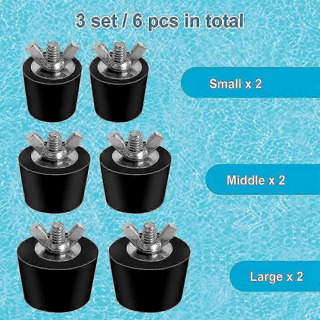 6 Pack 3 Size Pool Winterizing Plug for Swimming Pool Holes,Expansion Plugs for Above Ground Pool Skimmer