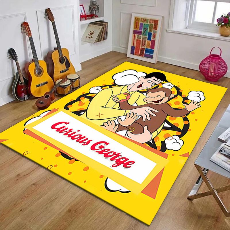 1pc Curious George (7) Design Printed Area Rug Carpet for Bedroom Living Room Home Decor Rugs Mat Non Slip Mat Rug for Bedside