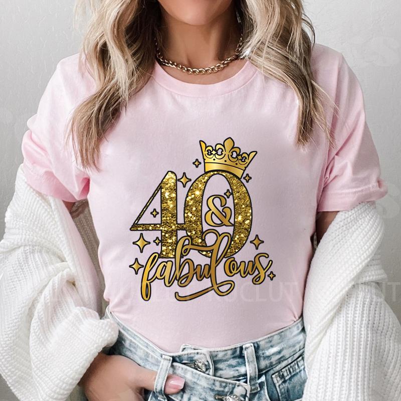 Women T-shirt 40th Fabulous Tees Ladies 40th Birthday Queen Party Shirt Fashion Graphic Tops Casual Aesthetic Female Clothing