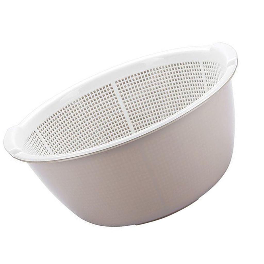 Fruit Colander Draining Bowl Plastic Thickened Double Layer Drainage Basket for Kitchen and Living Room