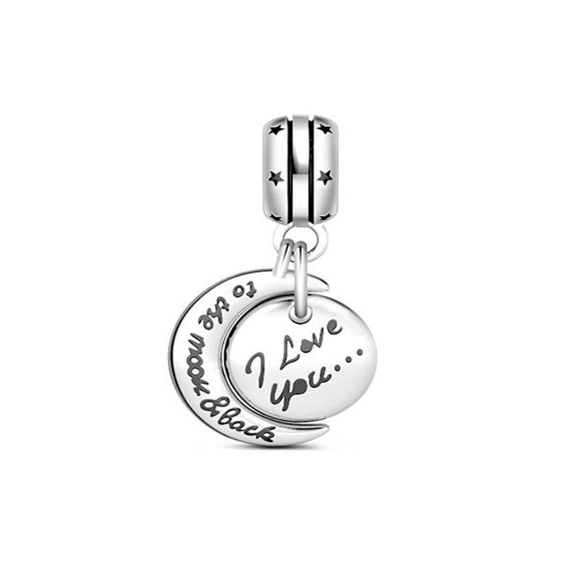 Original Copper Love Heart Family Pendant Charm Star Cake Wine Bottle Bead Fit Bracelet Women Diy Jewelry Gift