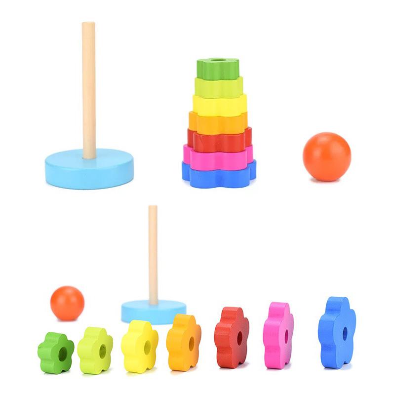 Flower Tower Children Wooden Toys Montessori Puzzle Early Education Toy Color Vivid Color Recognition Kids Birthday Gift TMZ