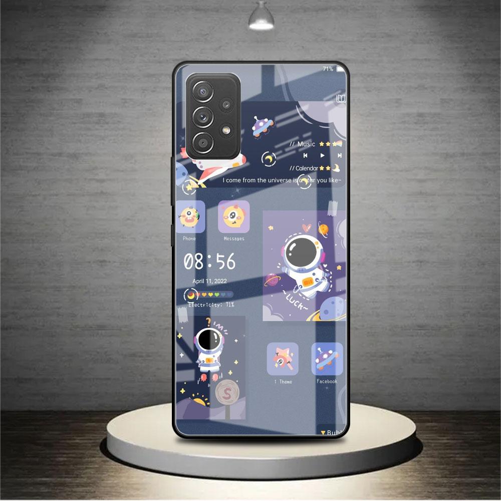 Glashülle für Samsung Galaxy A52 A71 A50 A51 A70 A21s A31 A72 A10 A12 A30 A22 5G Telefonabdeckung Astronaut Cartoon