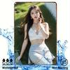 Hisun Tin Sign HD Metal Tin Sign Beautiful Asian Girl Portrait Vintage Wall Art Decor for Home Bar Cafe Garage Retro Metal Poster Plaque Gift