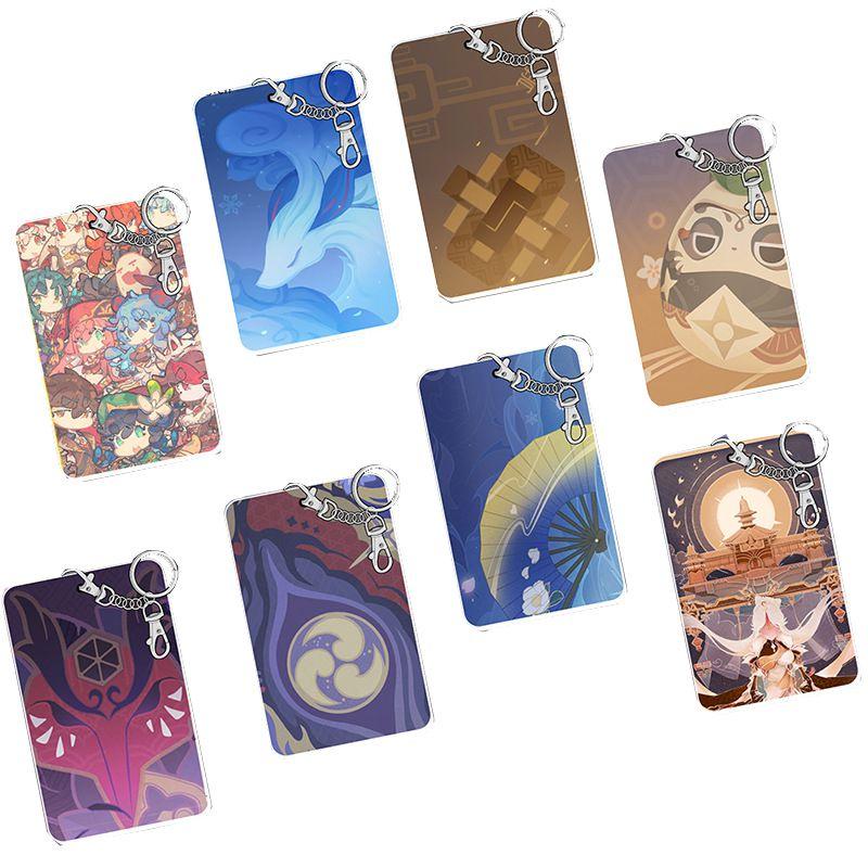 Genshin Impact Card Holder Keychain Pendant With Vibrant Klee Mona Hutao Xiao Ganyu Sayu Ning Design