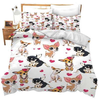 Cute Three-Piece Quilt Cover Digital Printing Bedding Set Dog Bed Cover