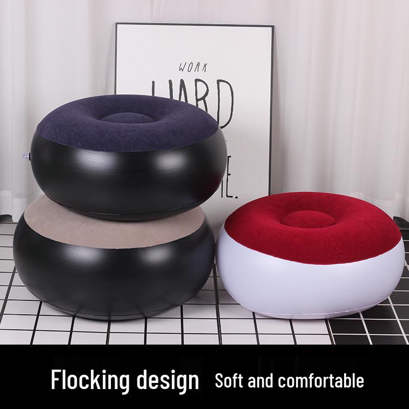 Aufblasbare Samt-Outdoor-Sofa-Fußstütze Hocker - Faltbar, Verdickt, Rundes Design zur Entspannung