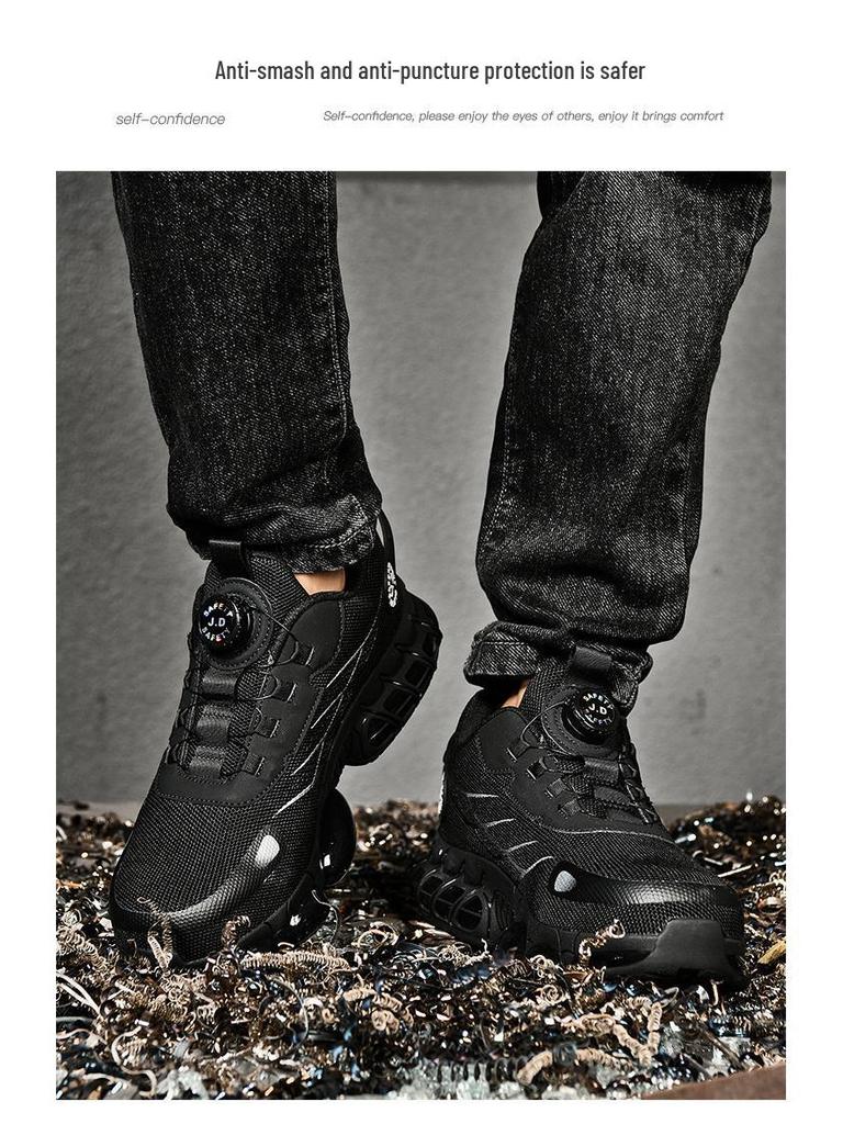 Trendy Unisex Lightweight Steel Toe Safety Shoes for Daily Logistics Work, Plus Size Available