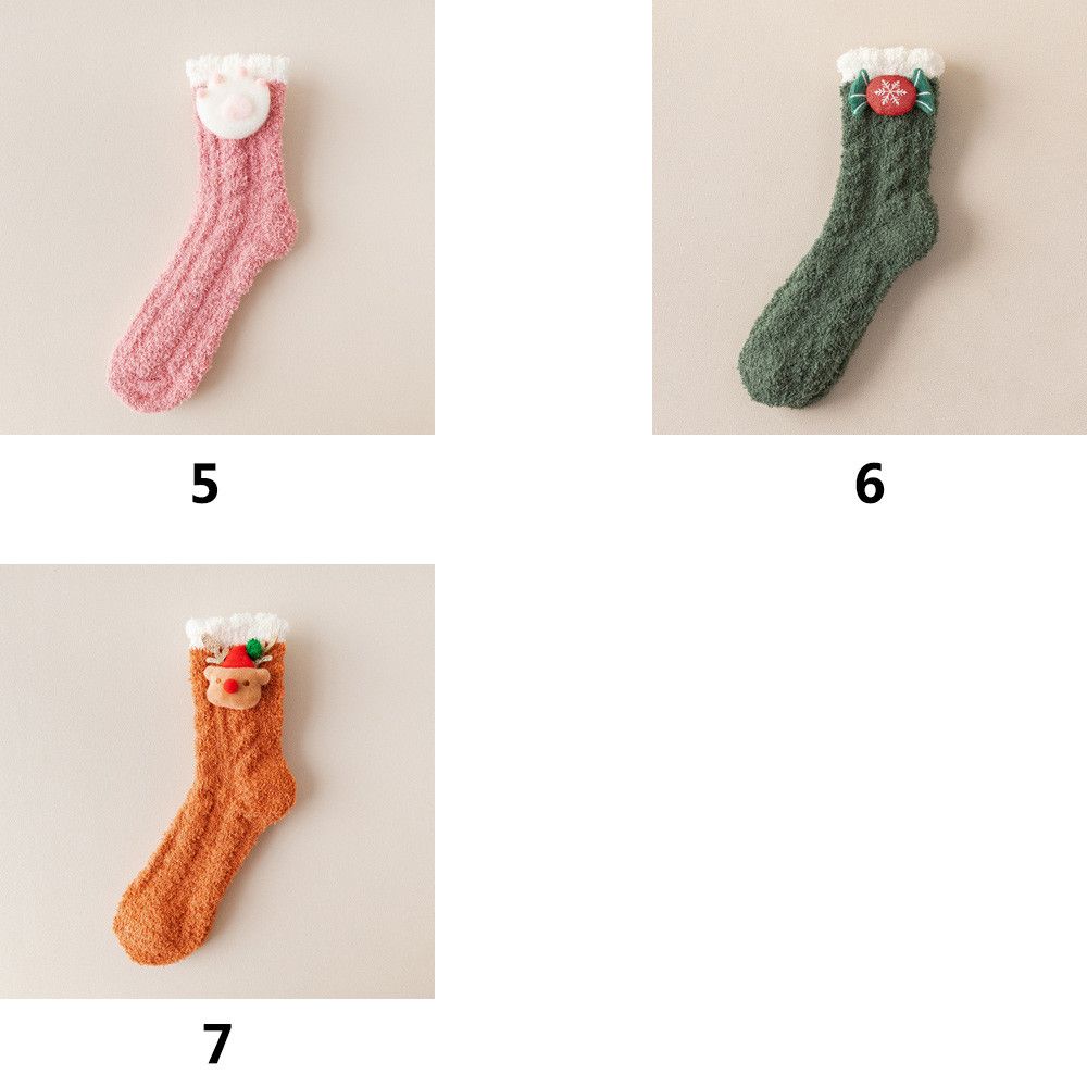 Christmas gift Comfortable Women Santa Claus High socks Cute Coral fleece Stocking Winter Warm