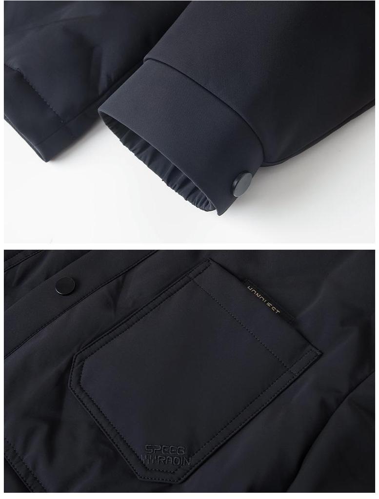 Men's White Shirt-Style Duck Down Jacket: Single-Breasted, Lapel, Warm, Business Casual Coat for Middle-Aged.