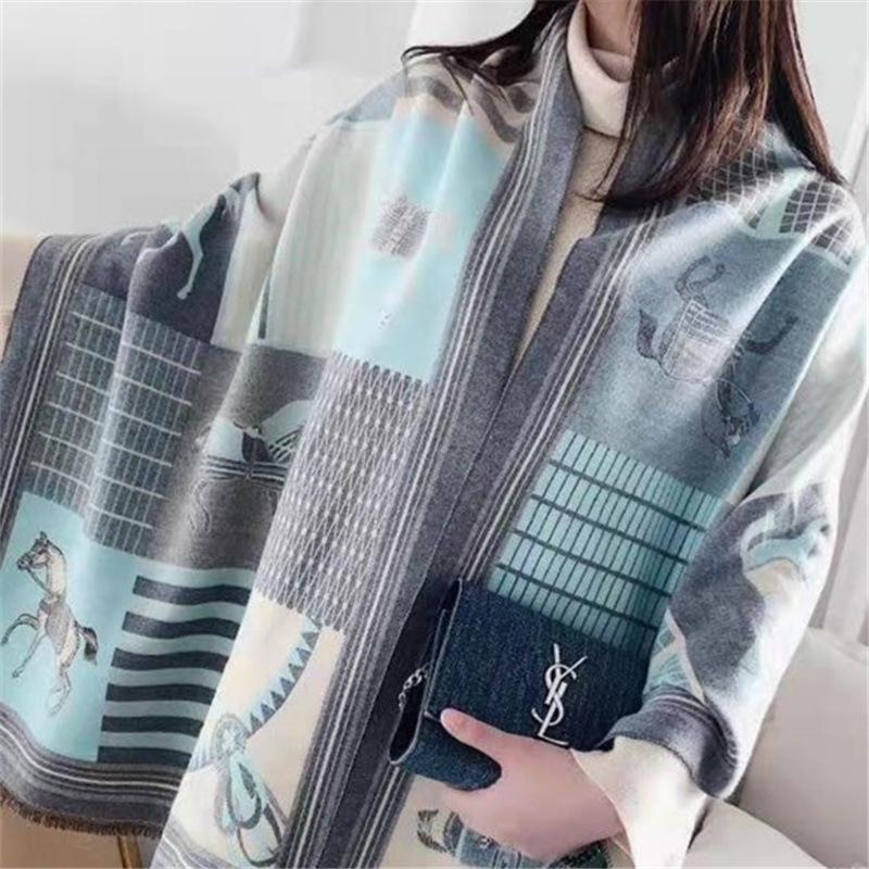 Autumn and Winter European and American Versatile Thickened Warm Scarf Imitation Cashmere Air Conditioning Shawl Light Luxury Style Scarf