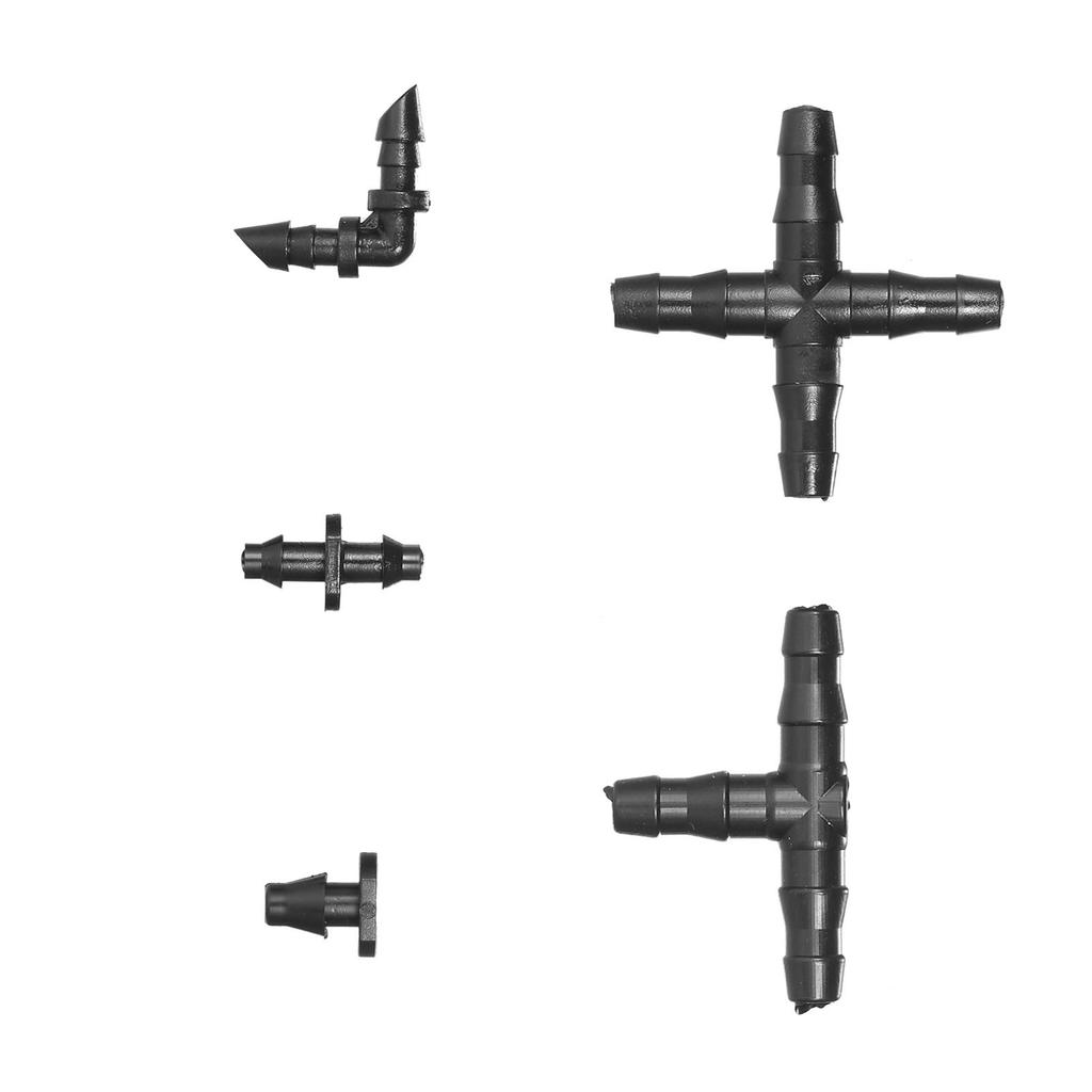 250 Pieces Irrigation Fitting Kit Drip Irrigation Barbed Connectors Compatible with 1 4 Inch Water Hose Connectors for