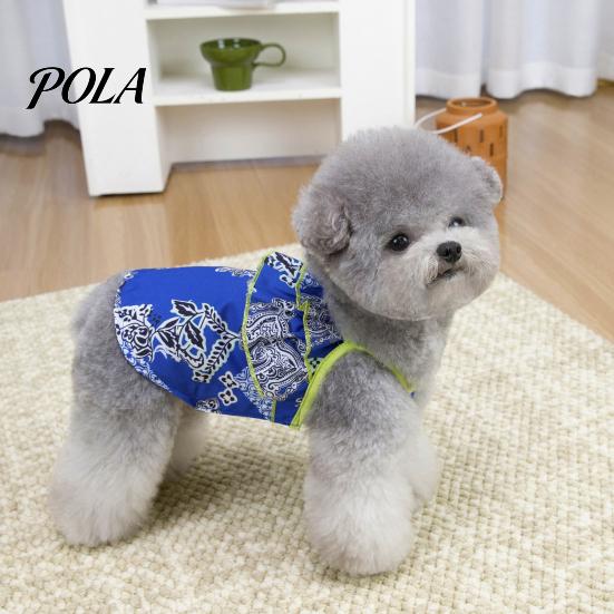 Breathable Dog Clothing Floral T-Shirt, Sleeveless Girl Shirt, Double-Layered Ruffle Double-layer Shirt Female Pet Outfit for Small Dogs Summer