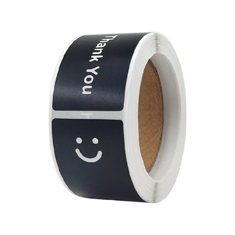 

120Pcs Smiling Face Thank You Sticker for Gift Wrapping Water Resistant Adhesive Packaging Label for Birthday Wedding чорний