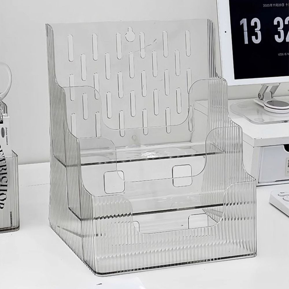 Plastic Pamphlet Flyer Organizer 3 Tiers Document Display Stand Desktop Book Stand Study Room
