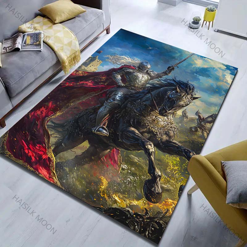 Multiple sizes Knight, horse, red cape Carpet for Living Room Bedroom Sofa Home Decor Rus Non-slip Floor Mat Luxury Gift
