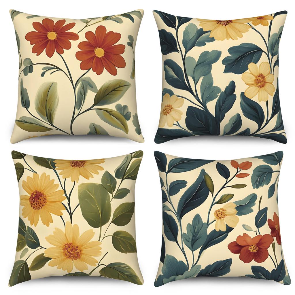 4Pcs Pillowcase Custom Pillow Cover Polyester Linen Fiber Material