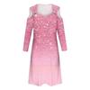 Women's  And Winter Casual Fashion V-neck Long Sleeve Print Long Dress With Pocket