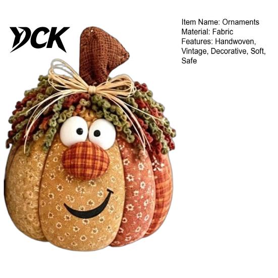 Fabric Pumpkin Decor for Autumn Whimsical Patchwork Pumpkin, Table Decor, Cute Smiling Face Holiday Centerpieces Family Cloth Tabletop Mantel