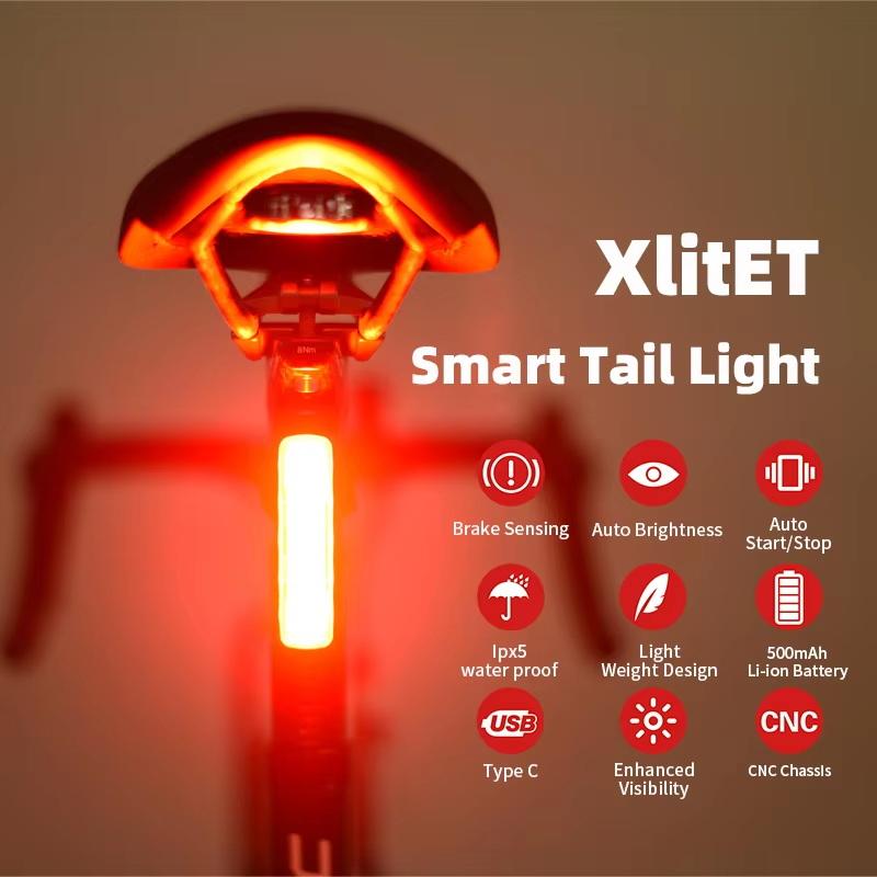 Bicycle Taillights Auto Start/Stop Bike Rear Smart Taillight Usb /Type C Charging Waterproof Brake Sensing Light