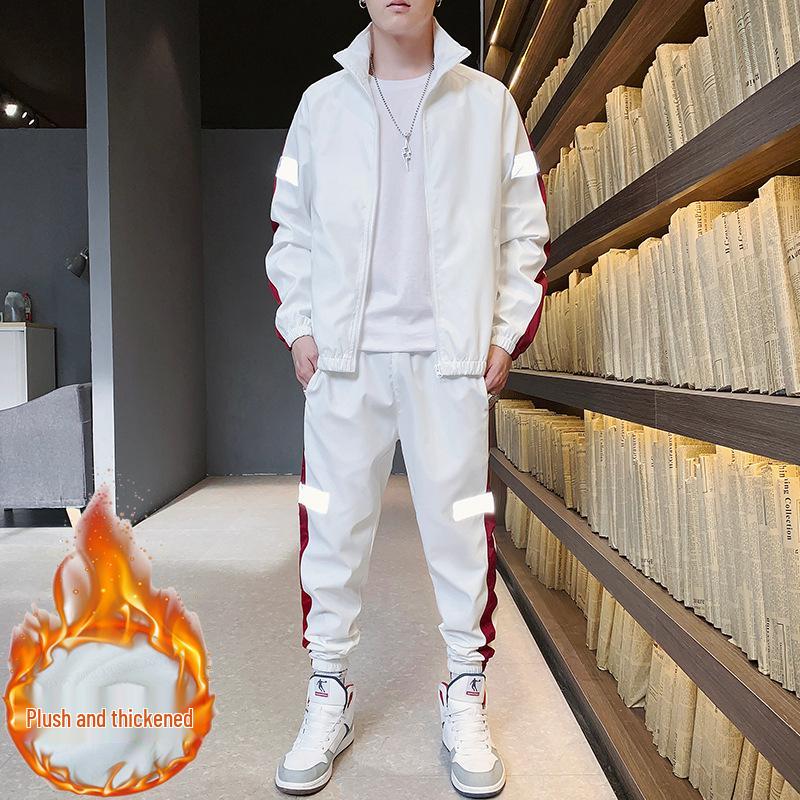 Men's Spring 2025 Korean Style Casual Suit: Youth Sport Two-Piece Set Plus Size