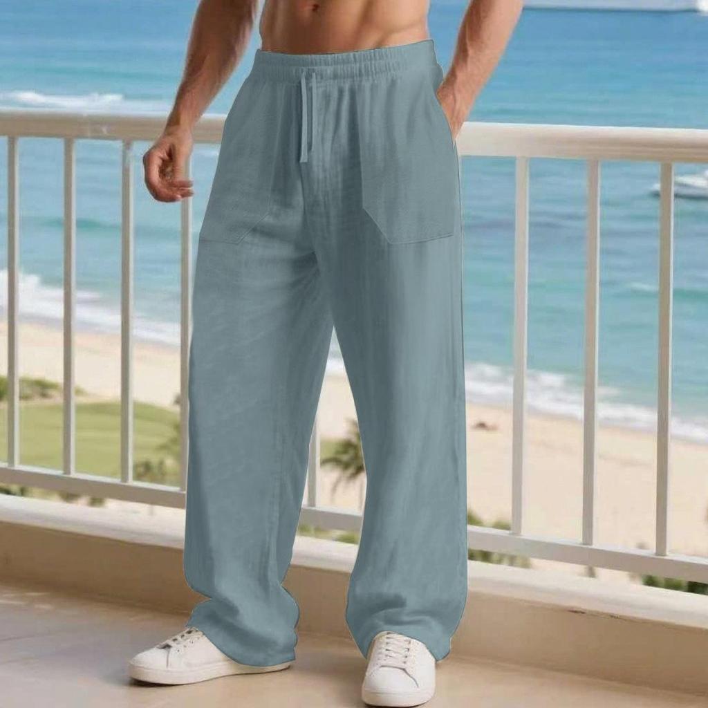 Summer Spring Men's Cotton Linen Pants Male Autumn Breathable Solid Color Linen Trousers Fitness Streetwear S-3XL