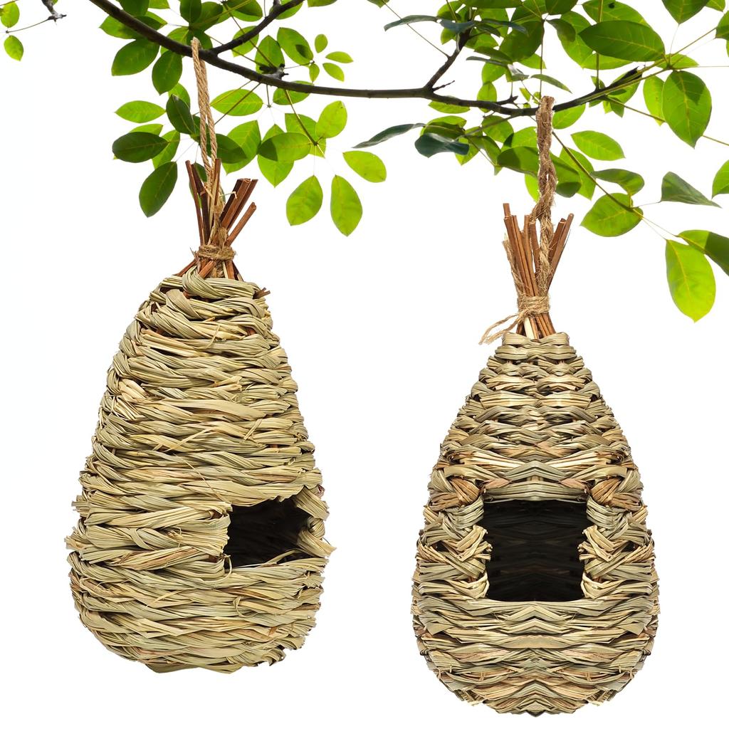 Gute Hummingbird Houses for Outside Hanging,Hand Woven Bird Nest, Large Wren Finch Bird House for Garden Window Outdoor Home Decoration