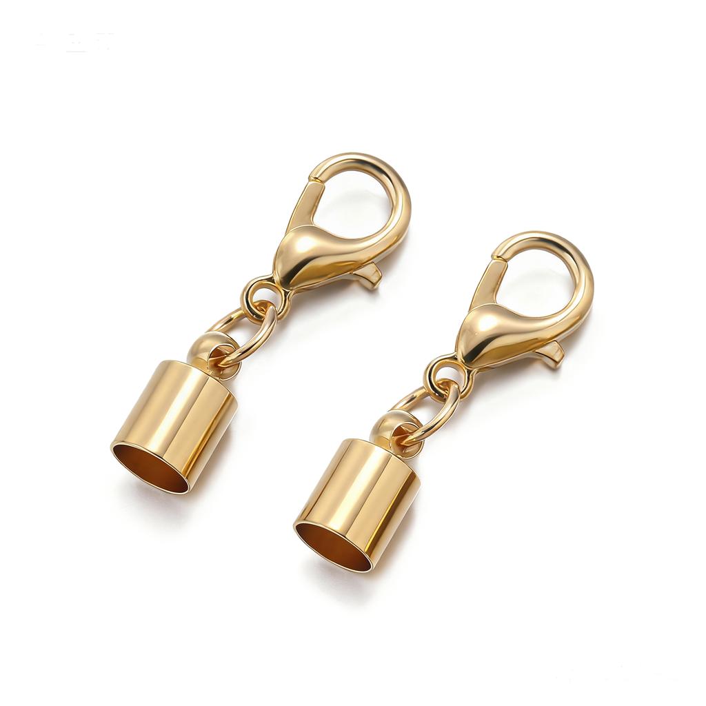 10pcs Lobster Clasps Hooks Leather Cord End Caps 2.5-9.5mm Crimps End Tip Caps Connectors for Bracelet Necklace Jewelry Findings