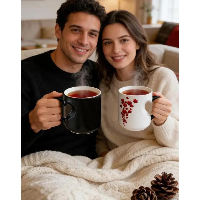 Magic Ceramic Mug In The Shape Of A Heart That Changes To Black Heart