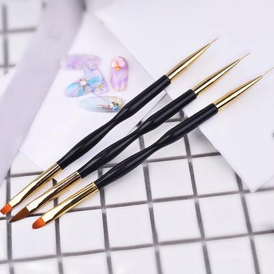 Pennello per unghie a doppia estremità, pittura, linee di disegno, penna, punta 3D, gel UV fai da te, design per fiori, manicure per salone