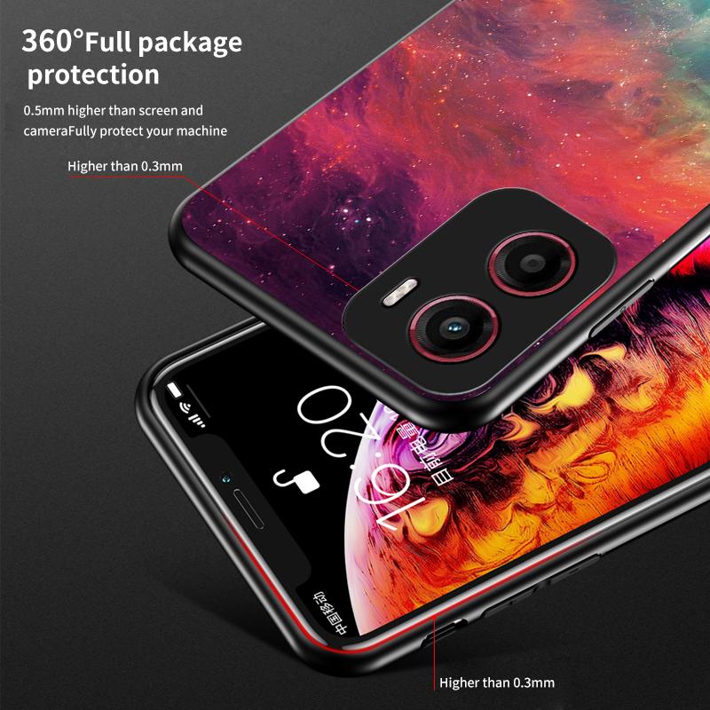 For Motorola Moto G05 4G Case Starry Sky Pattern Tempered Glass Phone Cover