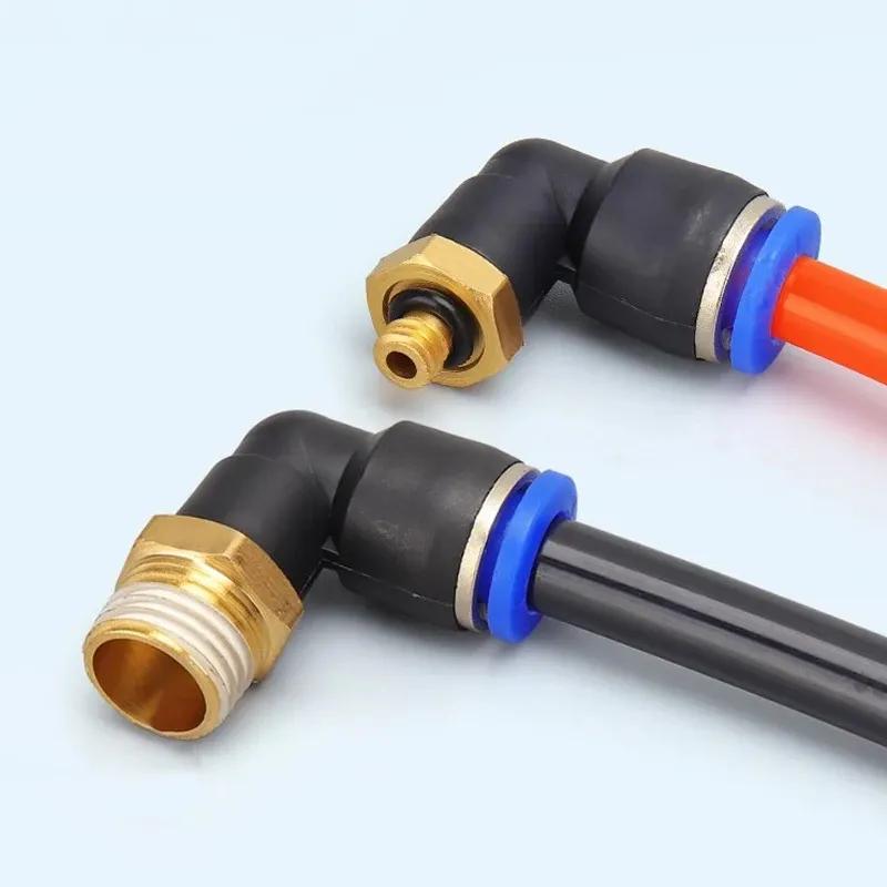 5PCS Pneumatic Air Connector PL 4 6 8 10 12mm Thread 1/8 1/4" 3/8" 1/2" Trachea Elbow Air Hose Fittings Quick Connector