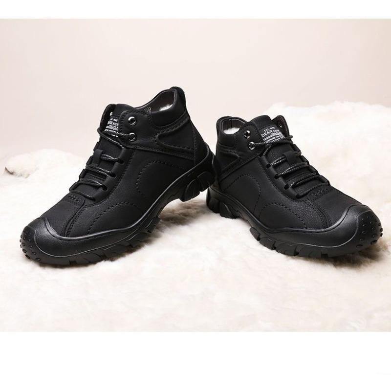 Autumn and Winter High Top Men's Casual Shoes, Thick Soled Cotton Shoes with Plush Insulation, Men's Snow Boots