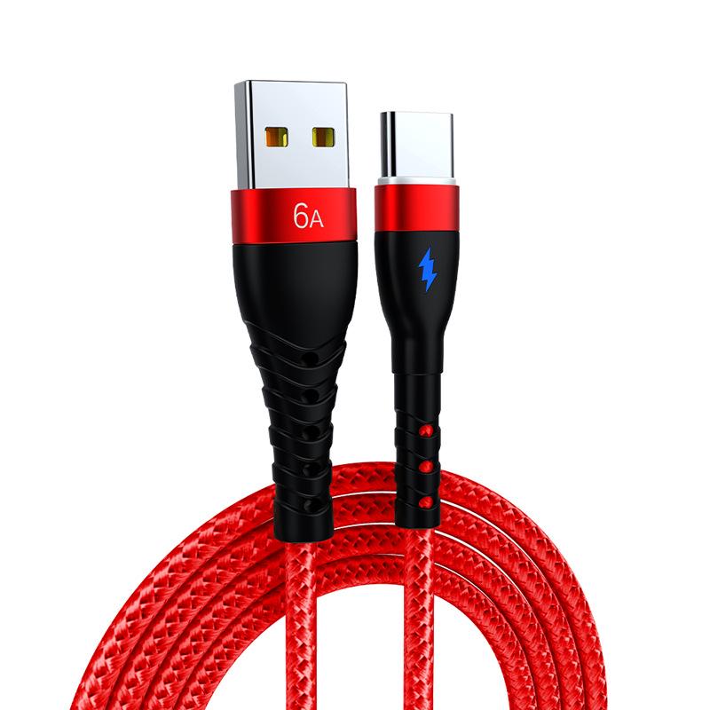 120W Braided Super Flash Type-C Charging Cable for Huawei, Vivo, Oppo, Honor