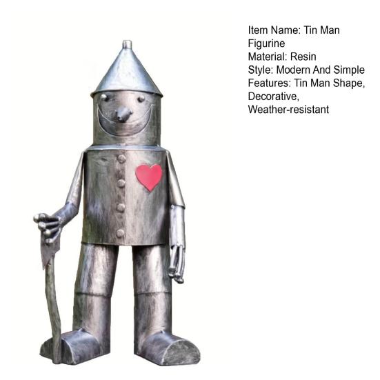 Vintage Tin Man Garden Ornament Weather-resistant Love Heart Soldier Statue Sculpture Outdoor Yard Art Decoration Ornament