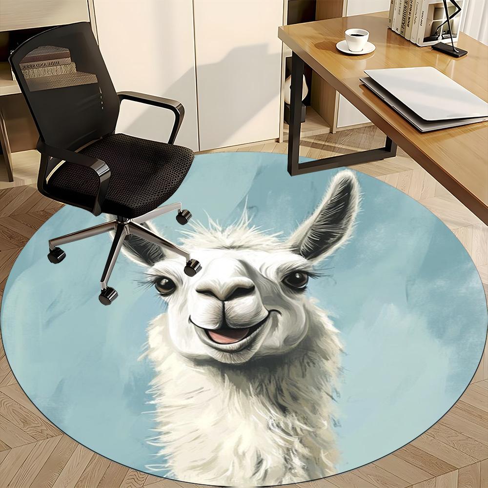 1pc Llama Art Print Chair Carpet for Office, Soft, Non-Slip Polyester Mat, Office, Living Room, Bedroom, Durable Polyester Yy251207151