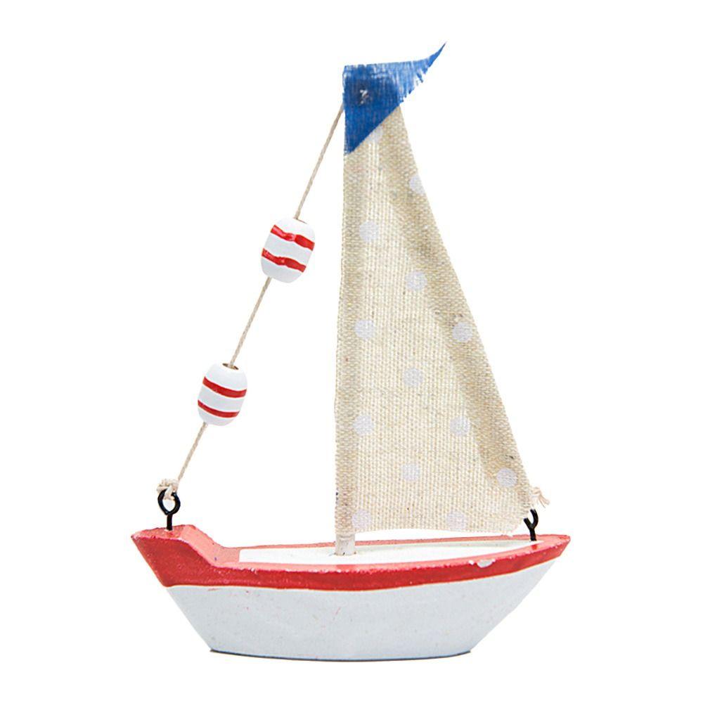 Mediterranean Style Seashell Ship Model 15*11*3cm Miniature Boat Figurine  Office Room Livingroom
